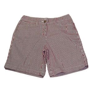 Kim Rogers Red Pinstripe Shorts, Stretchy, Midi, 10